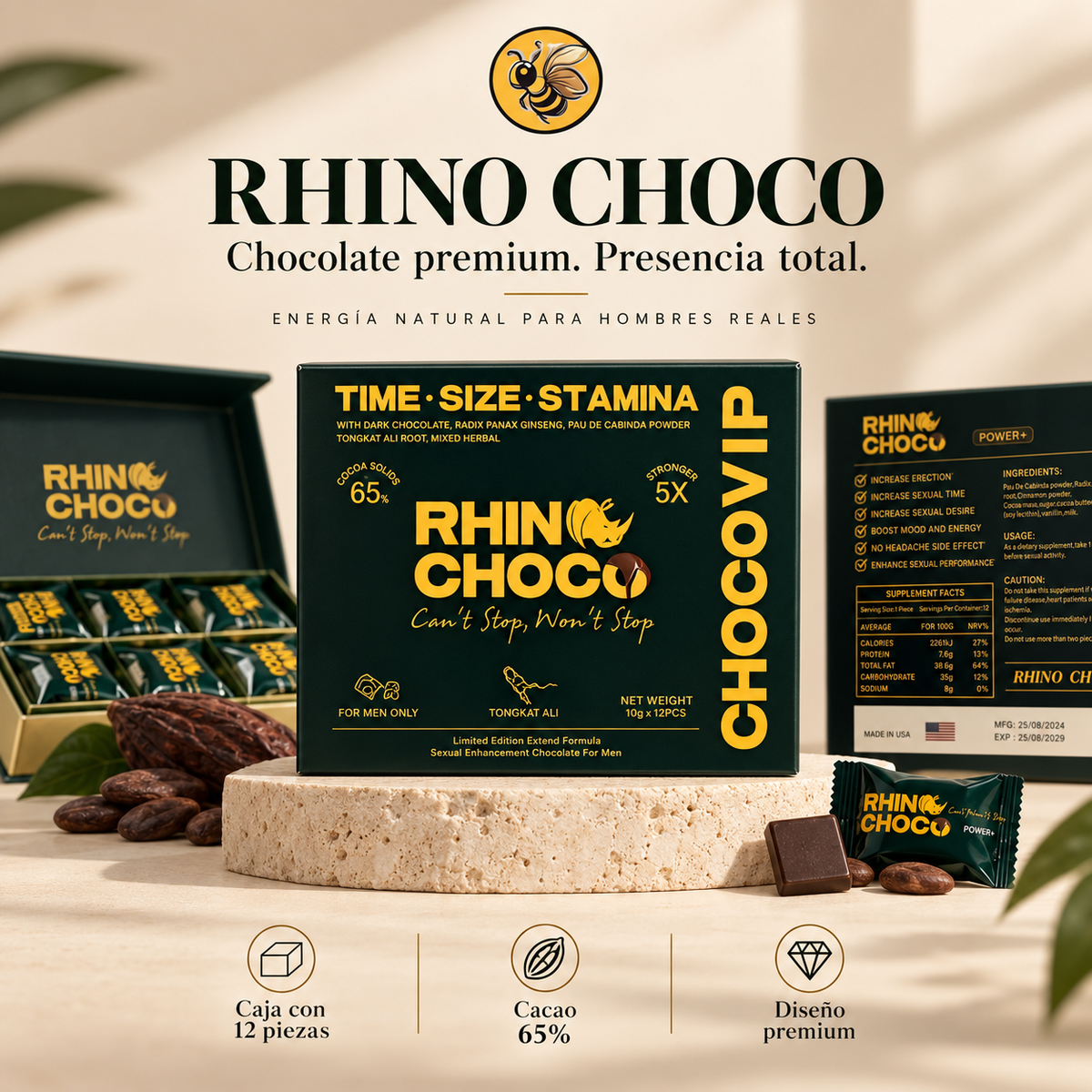 Rhinochoco - 1 Caja 12 Sobres | CHOCOVIP