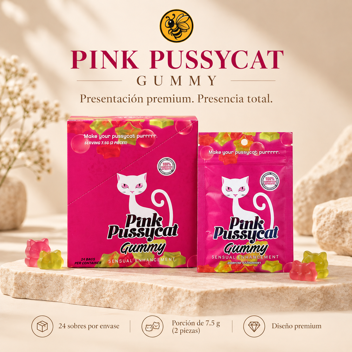 10 Cajas Pink P Cat Gummies | Pack Distribuidor
