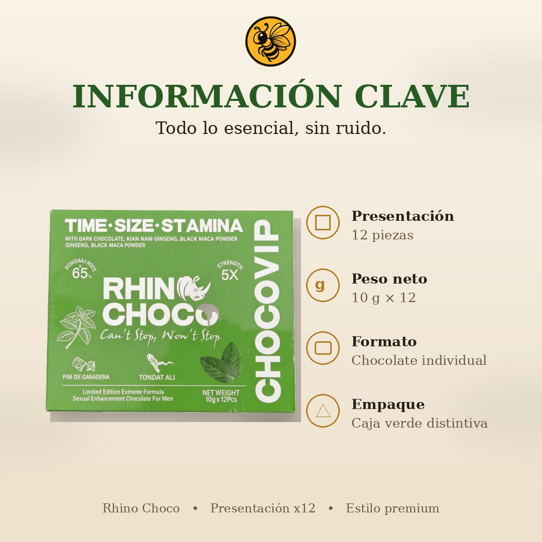 Rhinochoco Sabor menta - 1 Caja 12 sobres | CHOCOVIP