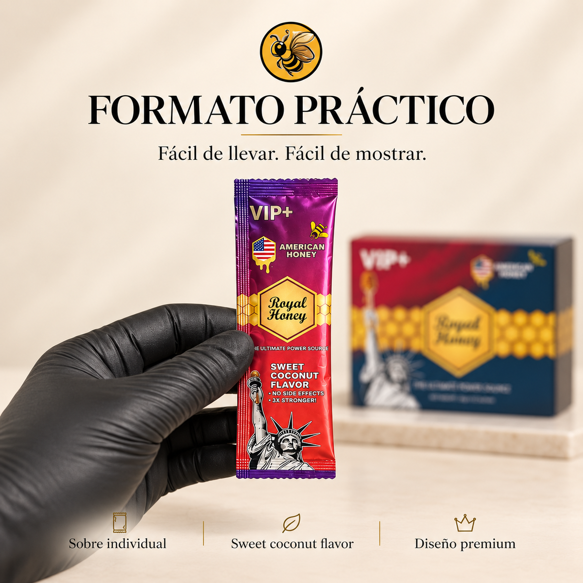 Royal Honey American Sabor Coco – 1 Caja 12 Sobres | Miel de Malasia