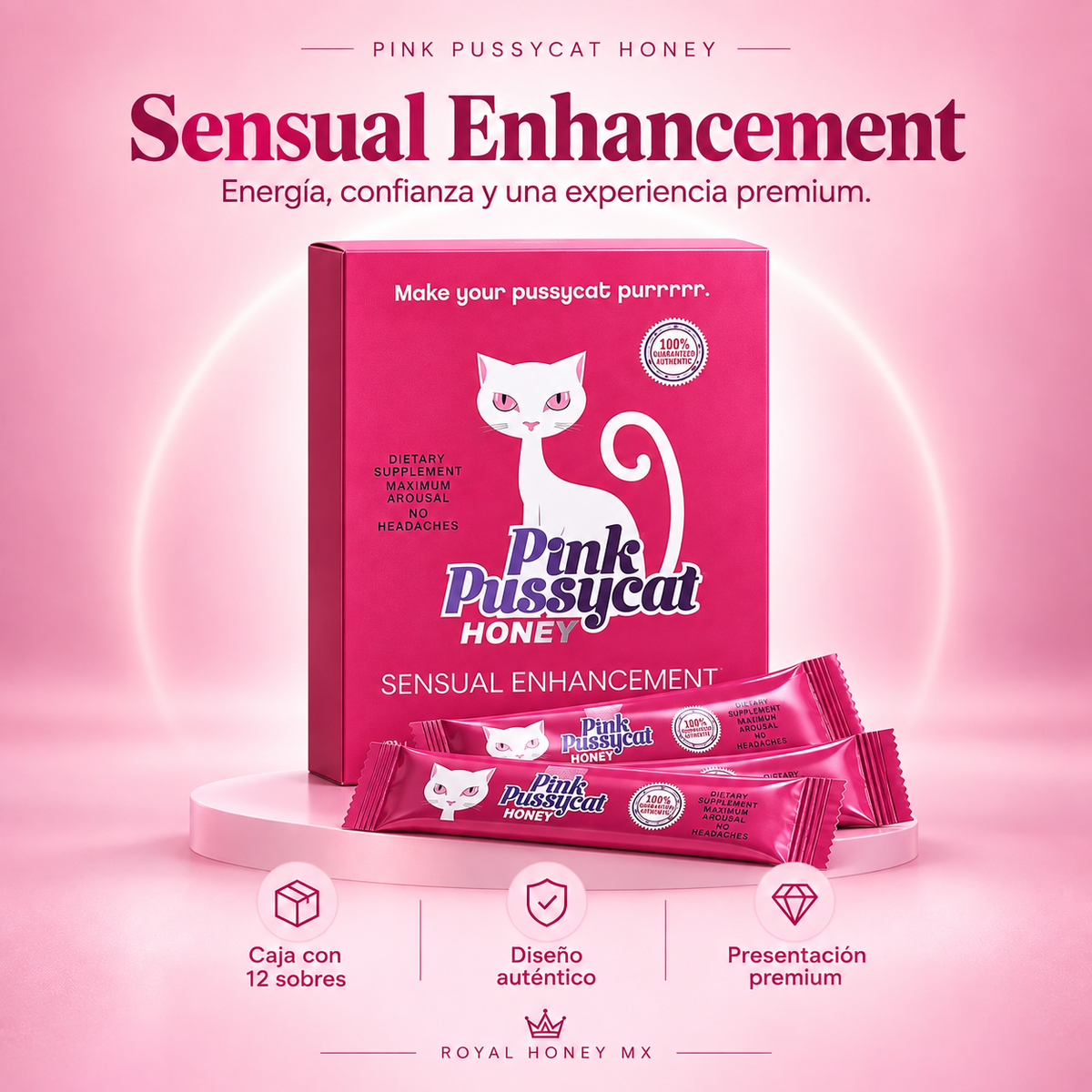 Pink P Cat Honey – 1 Caja 12 Sobres | Miel para Mujer