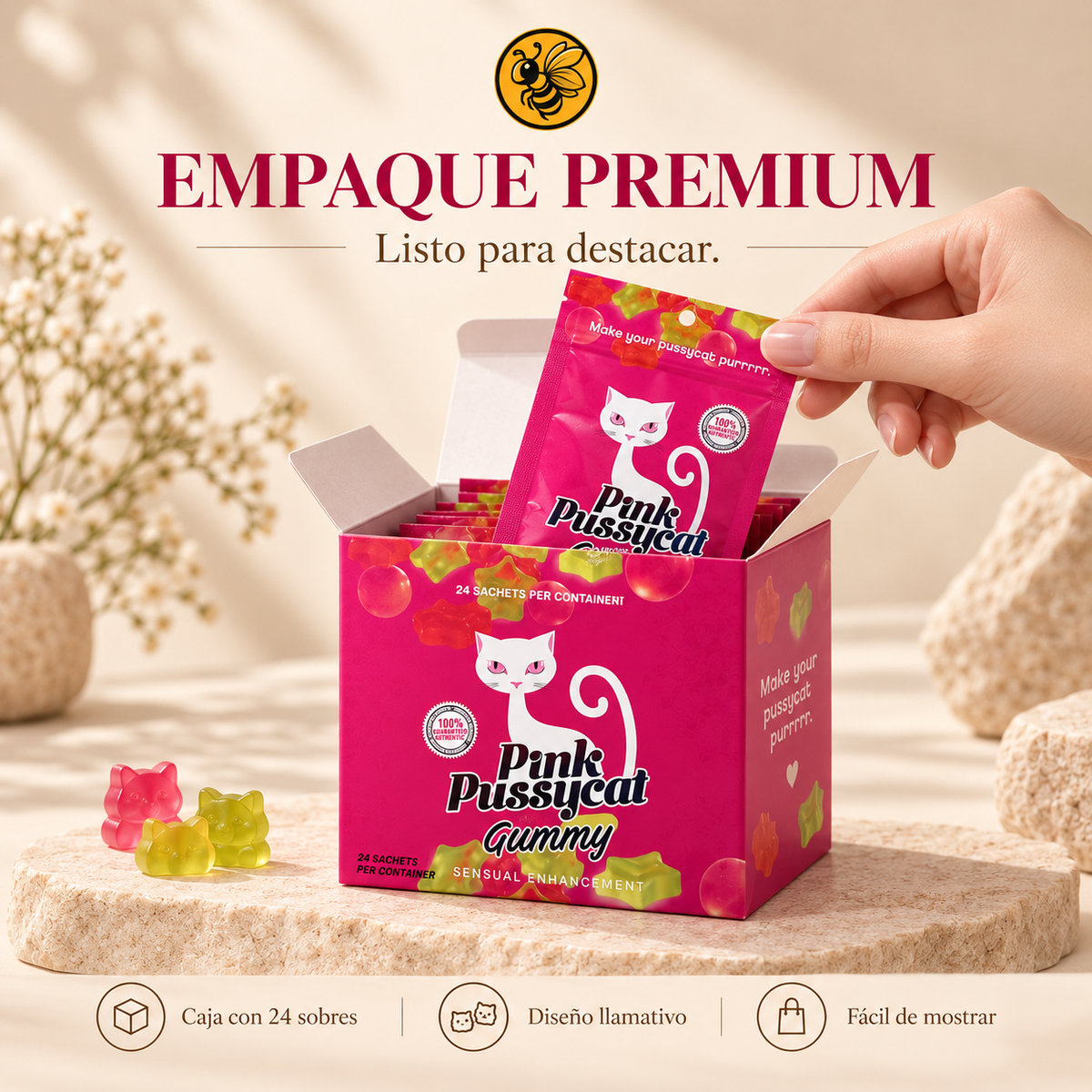 5 Cajas Pink P Cat en Gomita | Pack Entrada
