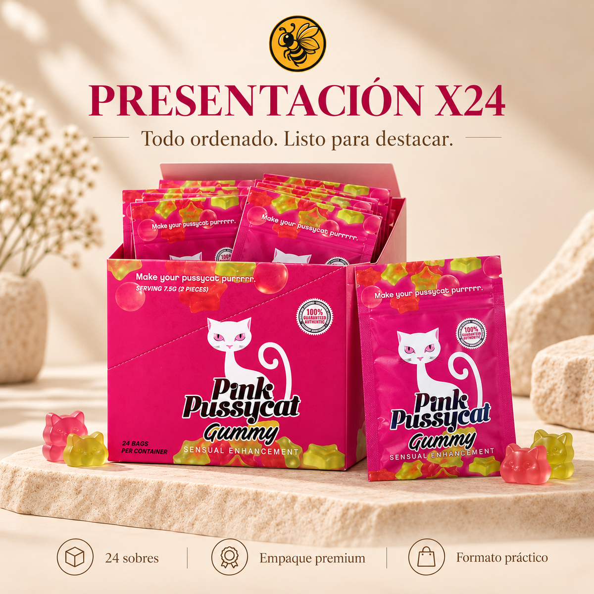 5 Cajas Pink P Cat en Gomita | Pack Entrada